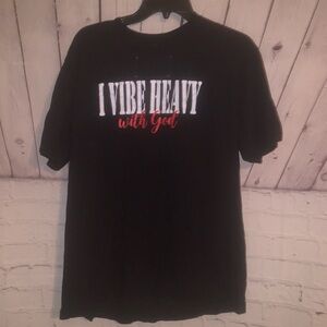 Gildan Black Tee - I Vibe Heavy with God